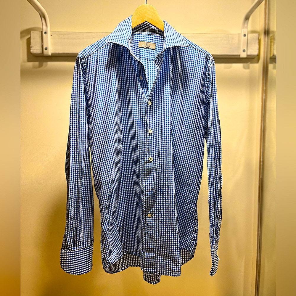 Italian made Blue Canali dress shirt, exceptional tailoring and vintage quality